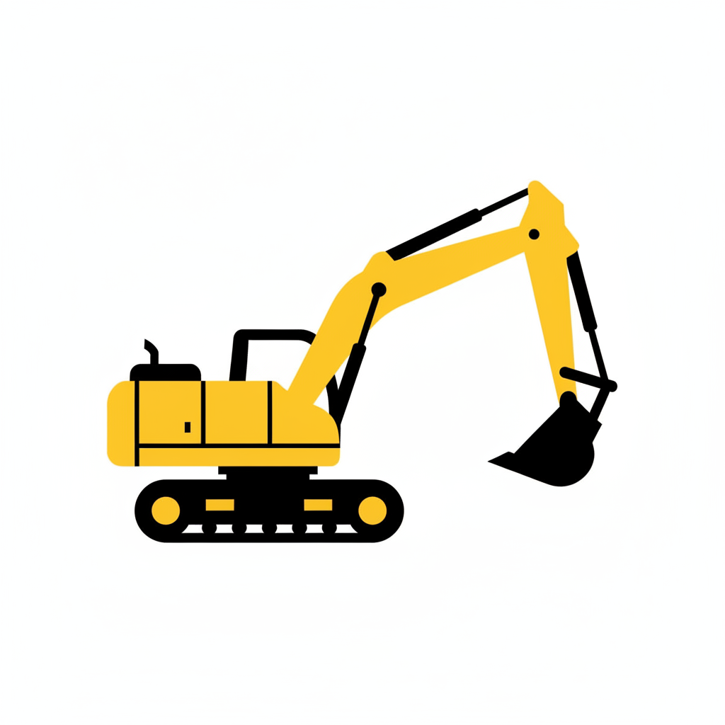 Illustration pelleteuse jaune - Terrassement